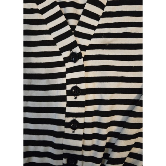 Ekouaer Dress Women XL Black White Stripe Stretch Knit 1/4 Button-Up House Dress - Picture 5 of 5